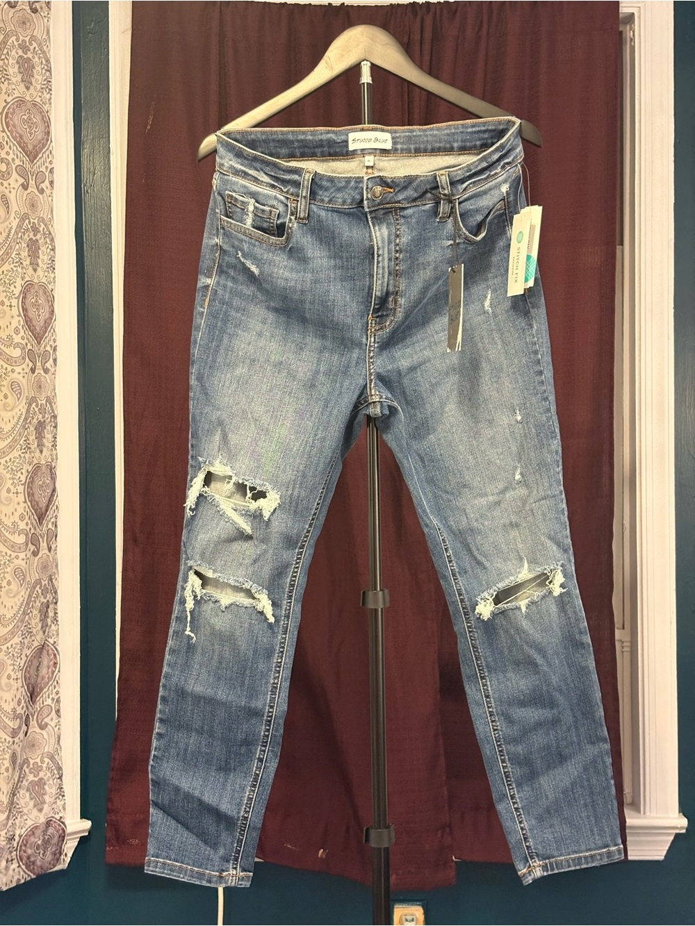 Studio Distressed Light Blue Boyfriend Jeans